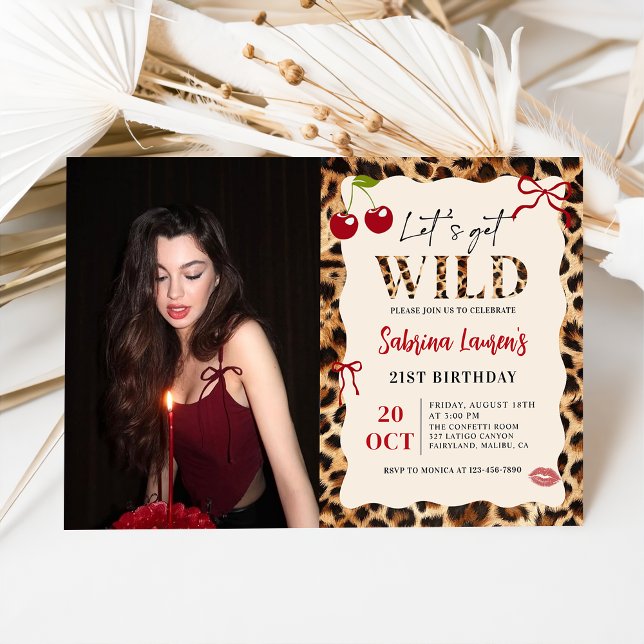 Invitation Leopard Cheetah Let’s Get Wild Birthday Photo (Créateur téléchargé)