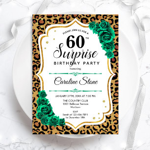 Invitation Leopard Gold White Green Surprise 60e anniversaire