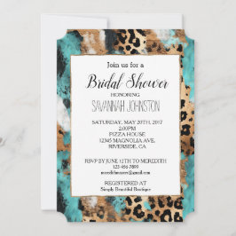 Invitation Léopard Noir Turquoise