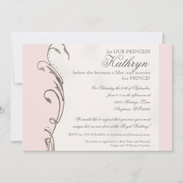 Invitation l'épousant royale de Fête de la mariée (Devant)