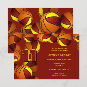 Invitation l'équipe d'or maroon couleurs basket-ball annivers