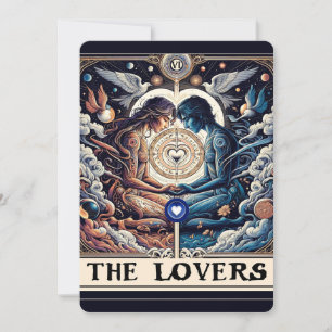 Invitation LES AMANTS Tarot Céleste Homme & Femme Fiançailles