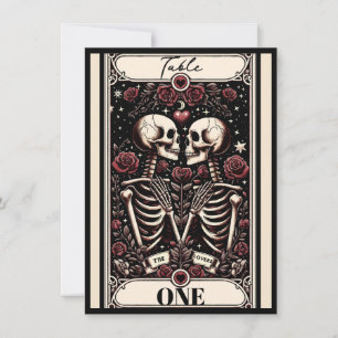 Invitation LES AMANTS Tarot Squelette Amour Roses Numéro de T