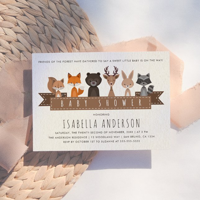 Invitation Les amis du Baby shower des animaux des forêts (Créateur téléchargé)