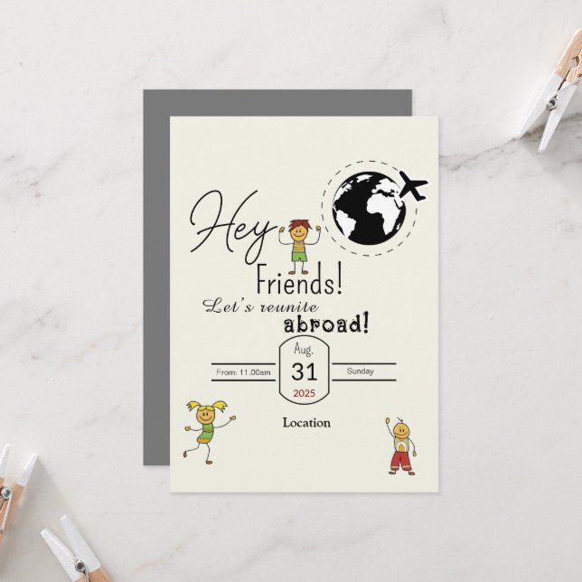 Invitation Les amis se rassemblent (Devant/Arrière en situation)