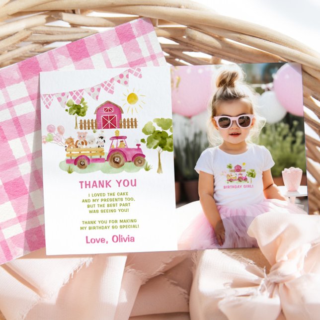 Invitation Les animaux de ferme roses anniversaire photo (Créateur téléchargé)