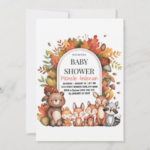 Invitation Les animaux de la forêt boisée Ours Fox Baby showe