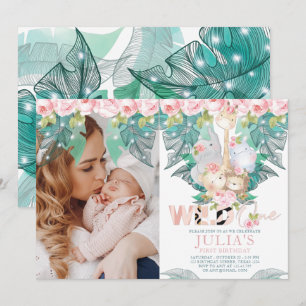 Invitation Les animaux de la jungle photo d'anniversaire