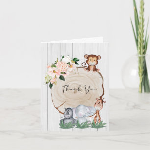 Invitation Les animaux de la jungle rustique Blush Floral Car