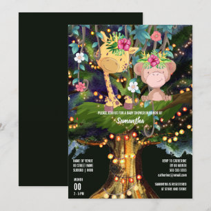Invitation Les animaux de la jungle tropicale illuminent la n