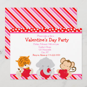 Invitation Les animaux de la Saint Valentin