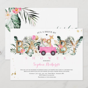 Invitation Les Animaux De Safari Conduisent Par L'Or Baby sho
