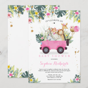 Invitation Les Animaux De Safari Conduisent Par L'Or Baby sho