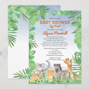 Invitation Les animaux de Safari mignons   Baby shower verdoy