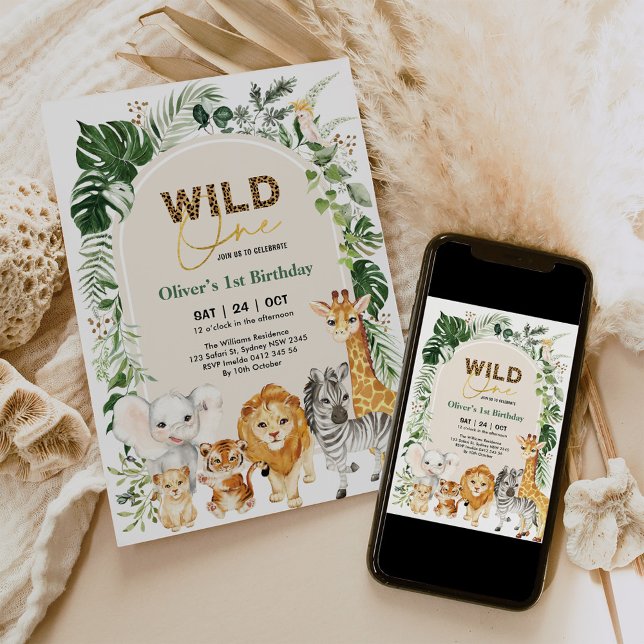 Invitation Les animaux sauvages de la fête du Safari Tropical (Créateur téléchargé)