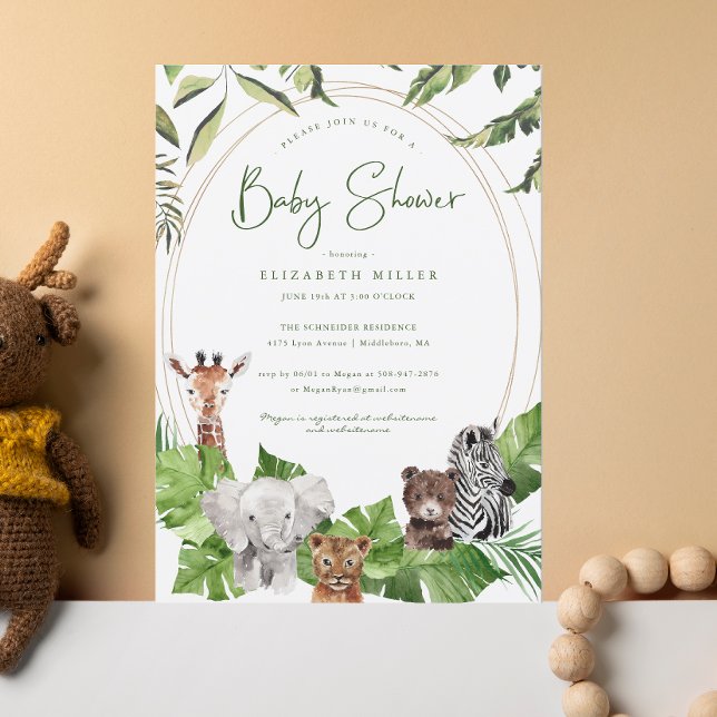 Invitation Les animaux sauvages de la jungle | BABY SHOWER (Créateur téléchargé)