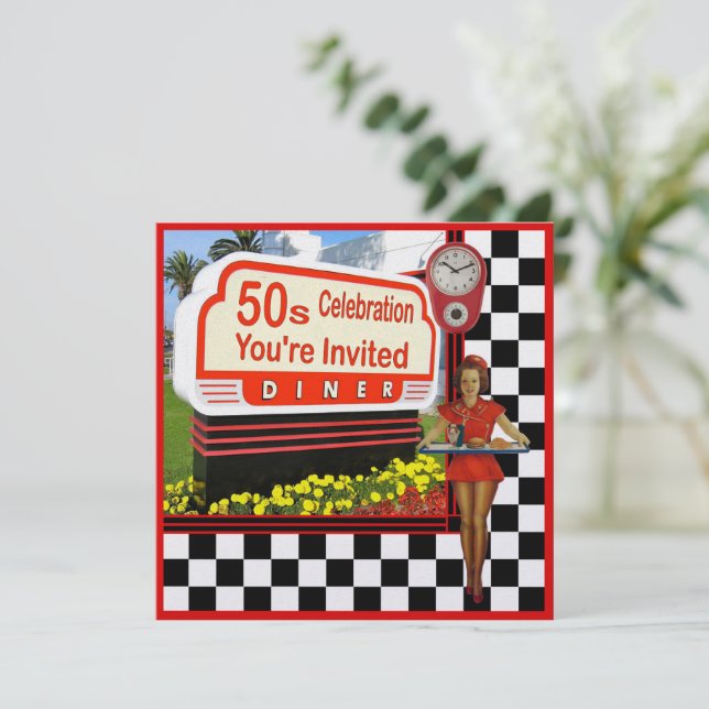 Invitation les années 50 Retro Diner (Debout devant)