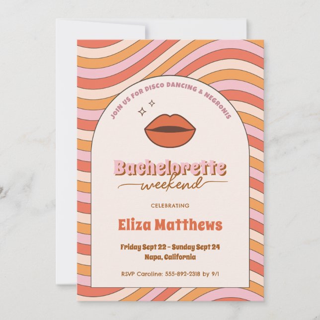 Invitation Les années 70 80s Super DIsco Bachelorette Week-en (Devant)