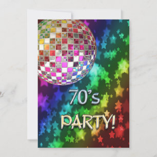 Invitation les années 70 avec boule disco et arc e