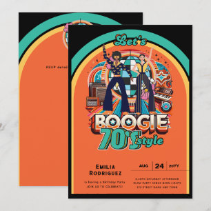 Invitation les années 70 Boogie Retro Disco Danser Anniversai
