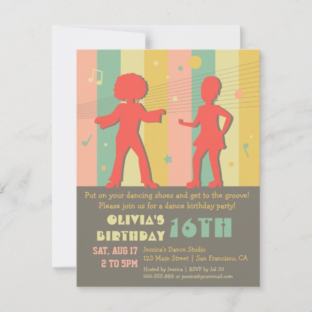 Invitation les années 70 Retro Ado de danse disco (Devant)