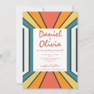 Invitation Les années 70 rétro avec QR/Photo Mariage