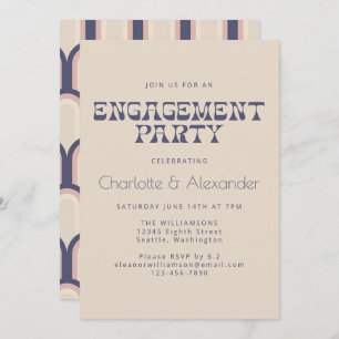 Invitation les années 70 rétro super Design en Blue Engagemen