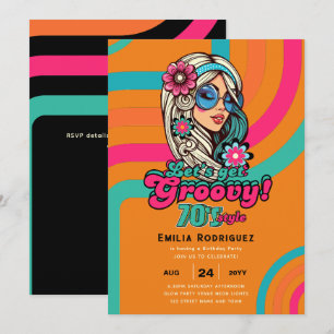 Invitation les années 70 soirée d'anniversaire Boogie Retro D