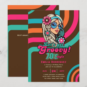Invitation les années 70 soirée d'anniversaire Boogie Retro D
