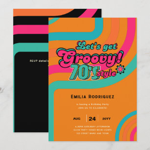 Invitation les années 70 soirée d'anniversaire Boogie Retro D