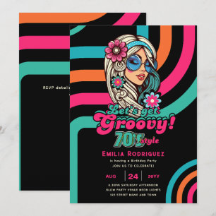 Invitation les années 70 soirée d'anniversaire Boogie Retro D