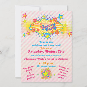 Invitation les années 70 Thème Super Disco Sweet 16 Anniversa