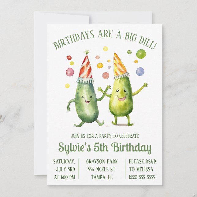 Invitation Les anniversaires sont un Big Dill ! Pickle fête d (Devant)