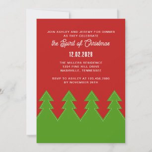 Invitation Les arbres de Noël en ligne Vacances rouges et ver