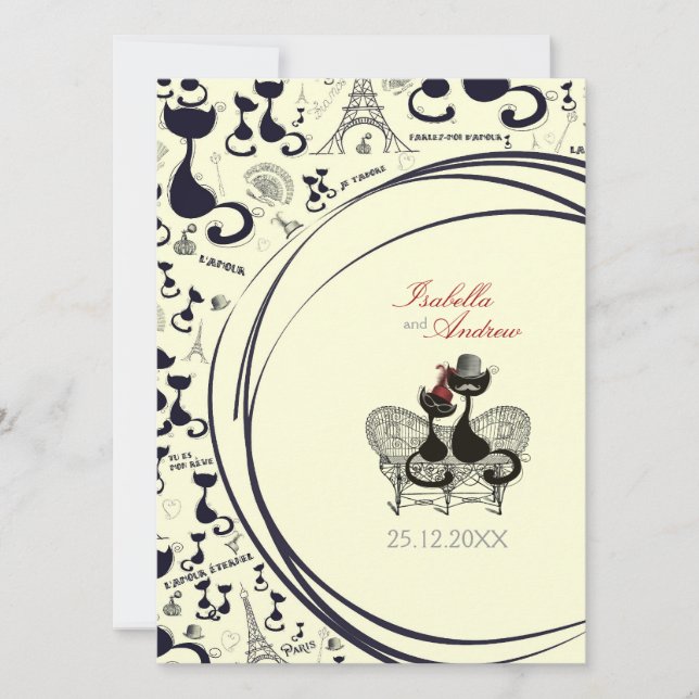 Invitation Les Aristochats Noirs - passion française (Devant)