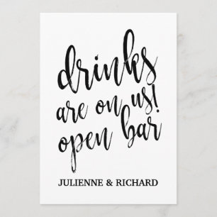 Invitation Les boissons sont à notre compte ! Panneau de bar 