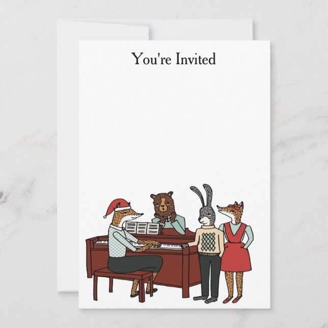 Invitation Les cantiques de Noël autour de l'invitation au pi (Devant)