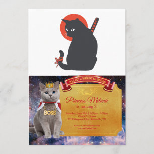 Invitation Les chats en guerrier Samurai - Choisir la couleur