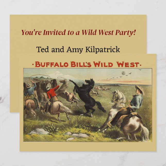 Invitation Les Chevaux de l'Ouest sauvage de Buffalo Bill (Devant / Derrière)