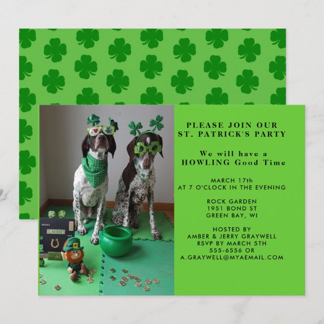 Invitation Les Chiens du parti St. Patrick avec l'invitation  (Devant / Derrière)