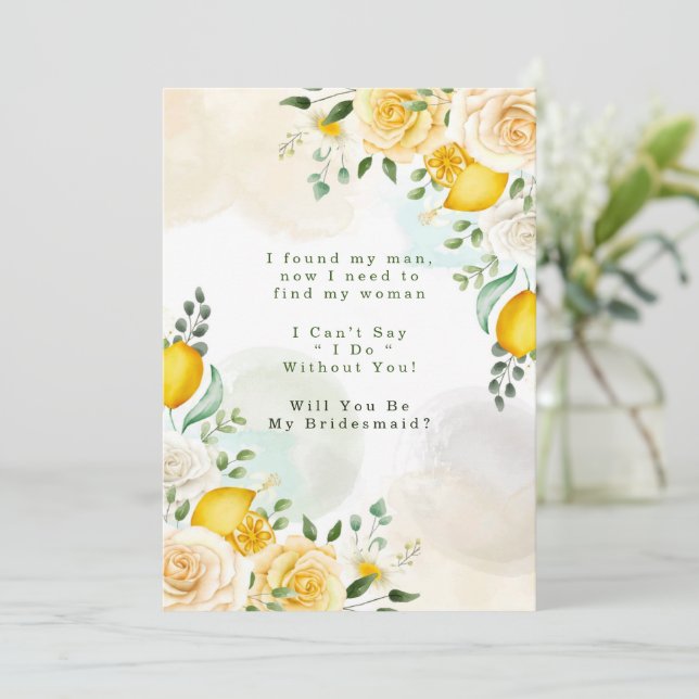 Invitation Les Citrons De Roses Jaunes Serez-Vous Ma Femme D' (Debout devant)