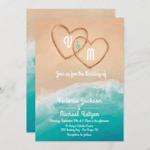Invitation Les Coeurs de plage tropicaux dans le Mariage de s