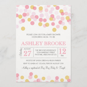 Invitation Les confettis arrosent l'invitation de baby shower