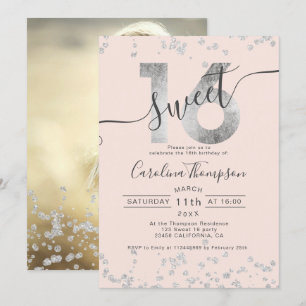 Invitation Les confettis chics d'aluminium argenté rougissent