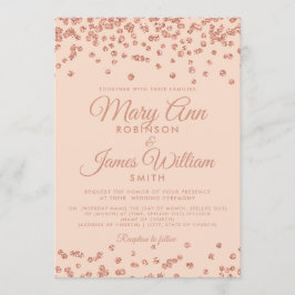 Invitation Les confettis roses de parties scintillantes d'or