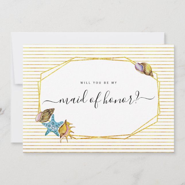 Invitation Les coquillages d'aquarelle seront-tu ma servante  (Devant)