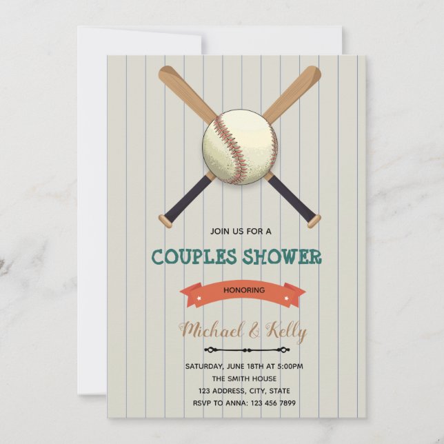 Invitation Les couples de baseball se font inviter (Devant)