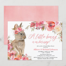 Invitation Les couples de lapin de Pâques baby shower de fleu