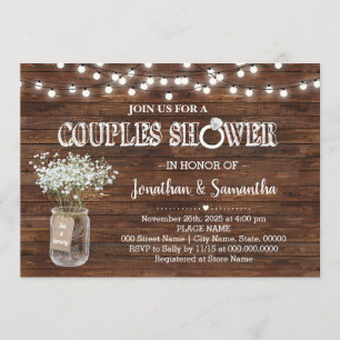 Invitation Les couples rustiques font doucher la grange weddi