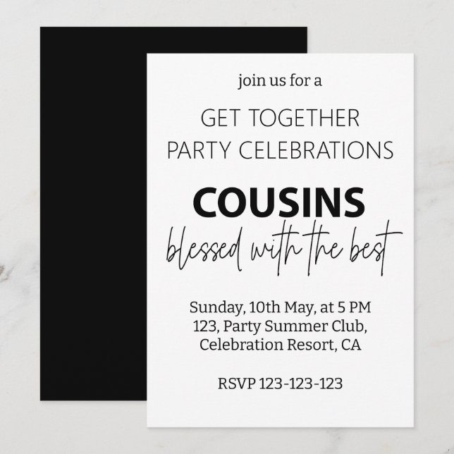 Invitation Les Cousins Bénéficient De La Meilleure Fête De Ré (Devant / Derrière)